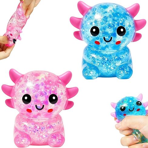 3Pcs Axolotl Stress Relief Toys, cuteSquishy Animal Toys for Stress Relief, Mini Axolotl Toy for Pulling for Birthday, Christmas, Office, Stocking Stuffer Gift ADHD Autism Anxiety (3pcs American newt) in Saudi Arabia