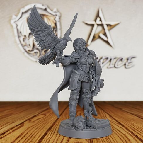 Minis Fantasy Minis غير المطلية بمقياس 28 مم - شخصية TTRPG مفصلة للعب الأدوار واللعبة المصغرة، مصغرات بشرية لألعاب الطاولة لأساتذة الزنزانات - Falconer Ward Paladin (AS367) in Kuwait