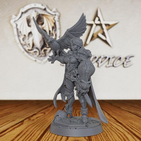 Minis Fantasy Minis غير المطلية بمقياس 28 مم - شخصية TTRPG مفصلة للعب الأدوار واللعبة المصغرة، مصغرات بشرية لألعاب الطاولة لأساتذة الزنزانات - Falconer Ward Paladin (AS367) in Kuwait