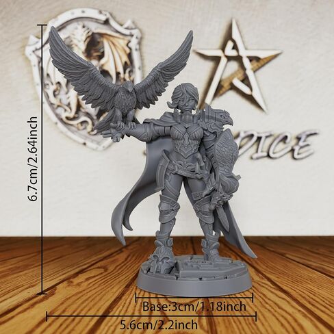 Minis Fantasy Minis غير المطلية بمقياس 28 مم - شخصية TTRPG مفصلة للعب الأدوار واللعبة المصغرة، مصغرات بشرية لألعاب الطاولة لأساتذة الزنزانات - Falconer Ward Paladin (AS367) in Kuwait