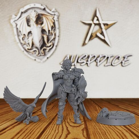 Minis Fantasy Minis غير المطلية بمقياس 28 مم - شخصية TTRPG مفصلة للعب الأدوار واللعبة المصغرة، مصغرات بشرية لألعاب الطاولة لأساتذة الزنزانات - Falconer Ward Paladin (AS367) in Kuwait