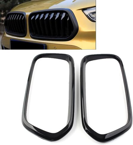 Rbanna1 Car Front Bumper Grille Frame Trim, Grill Cover for BMW X2 F39 2018-2021, Bright Black in Kuwait