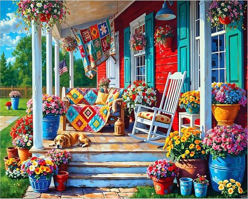 White Mountain 1000 Piece Jigsaw Puzzle Cozy Farm House Puzzles with Large Pieces Gift for Adults and Family 24"x30" - Summer Porch in Saudi Arabia