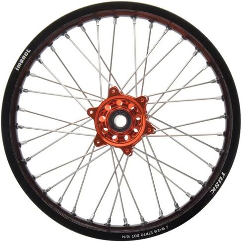 Tusk Impact Complete Wheel - Rear 12 x 1.60 Black Rim/Silver Spoke/Orange Hub For KTM 65 SX 2016-2024 in Kuwait