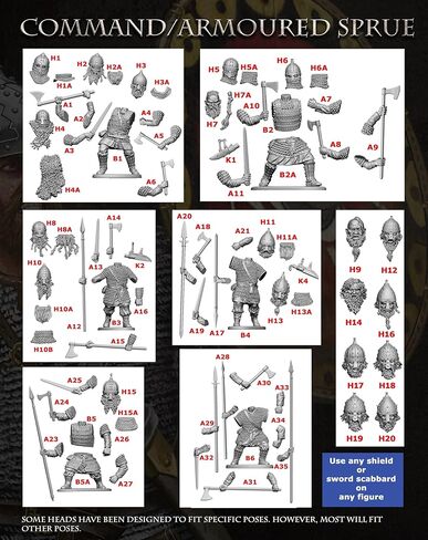 Wargames Delivered - Victrix Rus Infantry 8th to 9th Century with Bonus Miniature STL Download - 48 Miniatures, Varangian Guard & Slavic Warriors with 148 Heads, Shields & Weapons for Action Figure in Kuwait