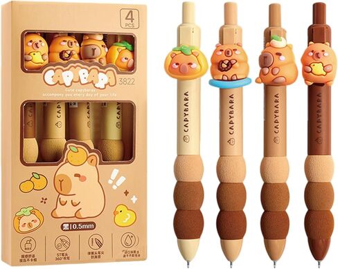 MOZXIRZ 4 Pcs Cute Gel Pens Retractable Pens Cartoon Puppy Pen 0.5mm Black Ink Smooth Writing Pen Office School Supplies (4Pcs Dog) in Kuwait