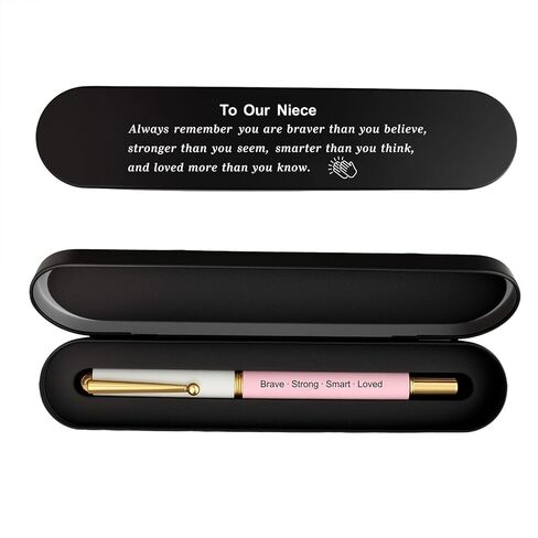 Niece Gift, Engraved Pen with Encouraging Quote Box, Inspirational Graduation Birthday Gift for Niece, Black Gel Ink Pen in Saudi Arabia