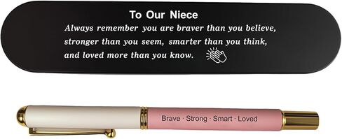 Niece Gift, Engraved Pen with Encouraging Quote Box, Inspirational Graduation Birthday Gift for Niece, Black Gel Ink Pen in Saudi Arabia