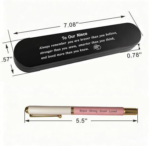 Niece Gift, Engraved Pen with Encouraging Quote Box, Inspirational Graduation Birthday Gift for Niece, Black Gel Ink Pen in Saudi Arabia