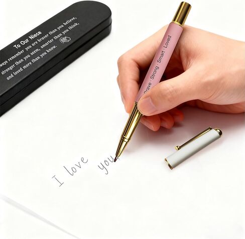 Niece Gift, Engraved Pen with Encouraging Quote Box, Inspirational Graduation Birthday Gift for Niece, Black Gel Ink Pen in Saudi Arabia
