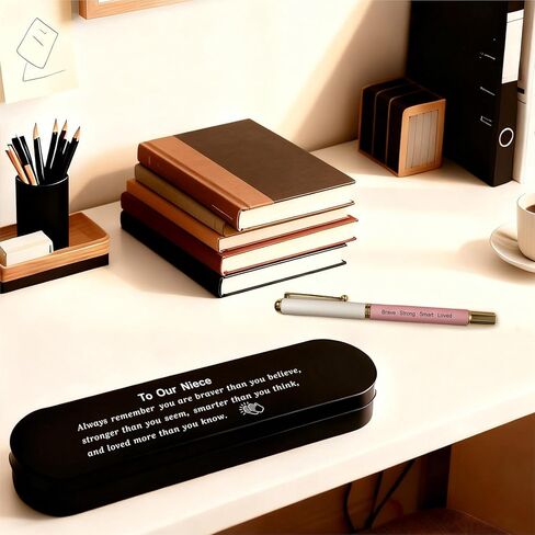 Niece Gift, Engraved Pen with Encouraging Quote Box, Inspirational Graduation Birthday Gift for Niece, Black Gel Ink Pen in Saudi Arabia