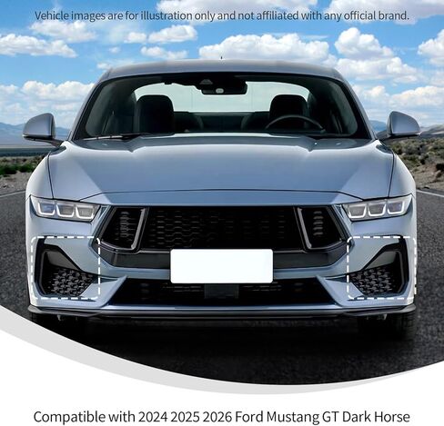 غطاء عاكس فتحة التهوية الأمامي من Linskip متوافق مع 2024 2025 2026 Ford Mustang GT Dark Horse، زخرفة شبكية لملحقات Mustang (أسود لامع) in Kuwait