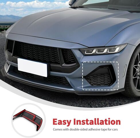 غطاء عاكس فتحة التهوية الأمامي من Linskip متوافق مع 2024 2025 2026 Ford Mustang GT Dark Horse، زخرفة شبكية لملحقات Mustang (أسود لامع) in Kuwait