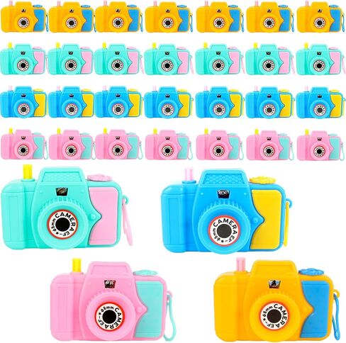 32 Pcs Kids Camera Toy Set Mini Plastic Camera Toy Pretend Play Toy Camera with Lmages in Viewfinder for Boys Girls Birthday Party Favors Goodie Bag Fillers in Saudi Arabia