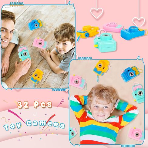 32 Pcs Kids Camera Toy Set Mini Plastic Camera Toy Pretend Play Toy Camera with Lmages in Viewfinder for Boys Girls Birthday Party Favors Goodie Bag Fillers in Saudi Arabia