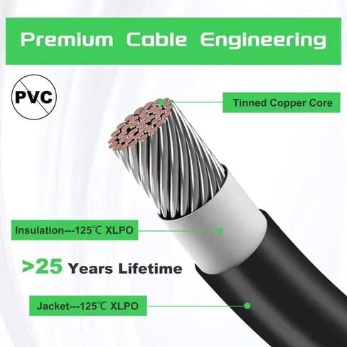 2PCS 6 FT 10AWG Solar Extension Cable with Female and Male Connector，with Extra 2pcs Solar Y Branch Connectors Adaptor Kit for Home, Ship and RV Solar Panels，Waterproof Solar ExtensionCable Kit in Saudi Arabia