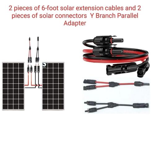 2PCS 6 FT 10AWG Solar Extension Cable with Female and Male Connector，with Extra 2pcs Solar Y Branch Connectors Adaptor Kit for Home, Ship and RV Solar Panels，Waterproof Solar ExtensionCable Kit in Saudi Arabia