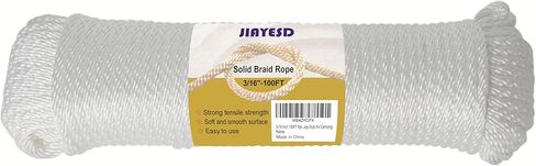 1/4 Inch 300FT Nylon White Solid Braid Rope - Durable Multi-Purpose Utility Cord, Strong & Flexible, Low Stretch, Weather Resistant for Camping, Boating, DIY & Outdoor Use in Saudi Arabia