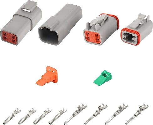 48PCS 4Sets Deutsch DT Series Connector, 4 Pin Grey Waterproof Electrical Power Connector Kit Male & Female Plug, 16-22 AWG, Gray Automotive Wire Harness for Car, Truck, Boat, Trailer in Saudi Arabia