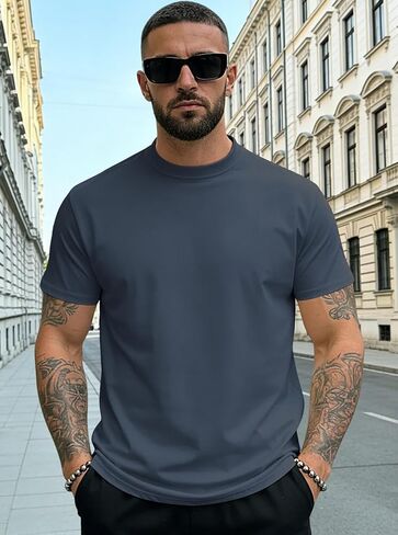 Men's T-Shirts Short Sleeve Solid Crew Neck Quick Dry Slim Fit T-Shirts Versatile Casual Athletic Basic Pullover Tees Tops in Saudi Arabia