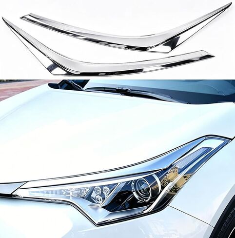 Car Accessories C-HR CHR Front Headlight Eyelid Eyebrow Edge Cover Trim Front Headlight Eyebrow Decorative Frame Fit for C-HR CHR 2018 2019 2020 ABS 2PCS (Carbon Fiber) in Kuwait