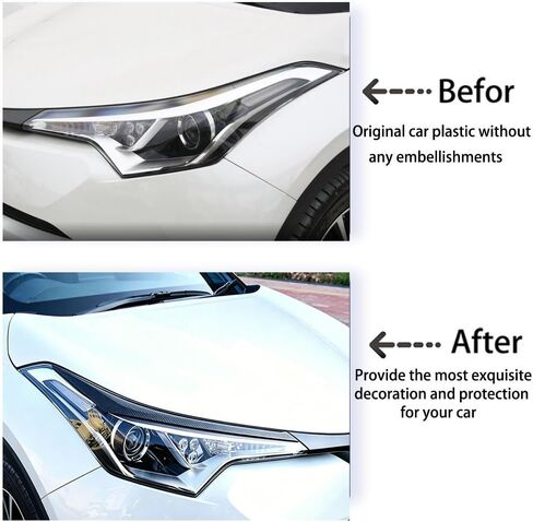 Car Accessories C-HR CHR Front Headlight Eyelid Eyebrow Edge Cover Trim Front Headlight Eyebrow Decorative Frame Fit for C-HR CHR 2018 2019 2020 ABS 2PCS (Carbon Fiber) in Kuwait