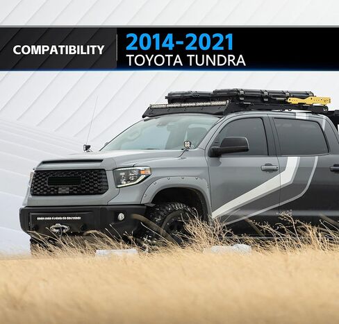 طقم دعامات إضاءة للغطاء بمفصلات للتركيب متوافق مع Toyota Tundra 2014 2015 2016 2017 2018 2019 2020 2021 لإضاءة العمل LED المساعدة على الطرق الوعرة (قطعتان، أسود) in Kuwait