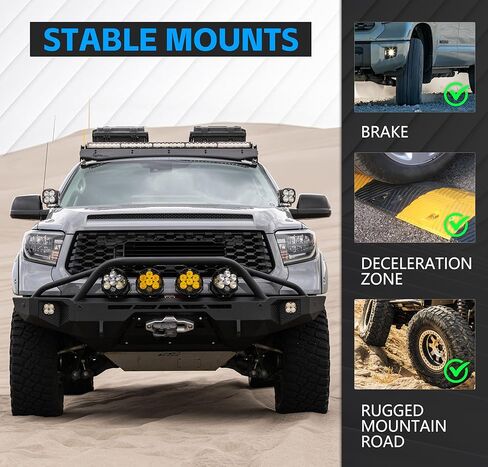 طقم دعامات إضاءة للغطاء بمفصلات للتركيب متوافق مع Toyota Tundra 2014 2015 2016 2017 2018 2019 2020 2021 لإضاءة العمل LED المساعدة على الطرق الوعرة (قطعتان، أسود) in Kuwait