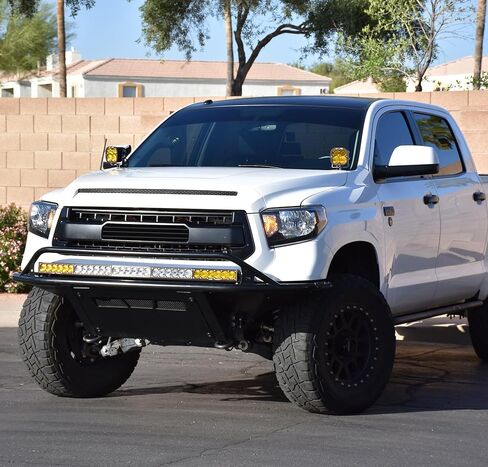 طقم دعامات إضاءة للغطاء بمفصلات للتركيب متوافق مع Toyota Tundra 2014 2015 2016 2017 2018 2019 2020 2021 لإضاءة العمل LED المساعدة على الطرق الوعرة (قطعتان، أسود) in Kuwait