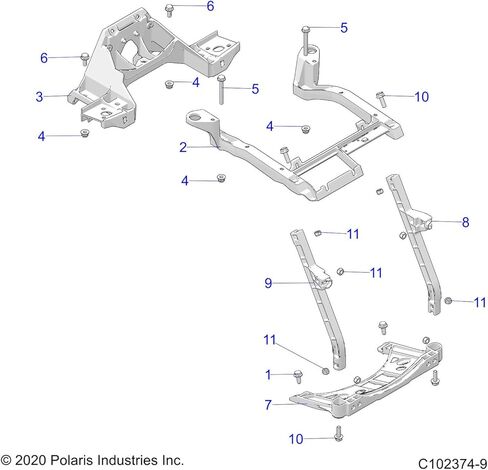 دعم Polaris Rack، أمامي، يمين، لنماذج جهاز تشويش إذاعي ATV رياضي محدد، OEM أصلي - الجزء 5632714 in Kuwait