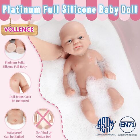 Vollence 14 inch Silicone Baby Dolls Girl Weighted 3.57 lb,[NOT Vinyl],Silicone Full Body Reborn Lifelike Realistic Real Life Newborn Soft Babies with Feeding Accessories & Gift Box for Kids Age 3+ in Saudi Arabia