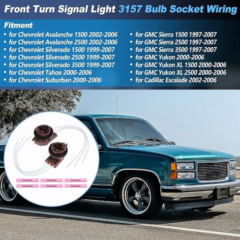 Front Turn Signal Light Socket Wiring for GMC Sierra 1500 2500 3500 Yukon Turn Signal Lamp 3157 Bulb Sockets for Chevrolet Silverado Suburban Tahoe in Saudi Arabia