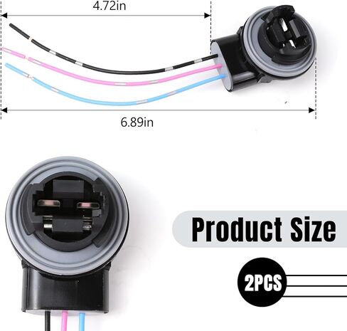 2PCS Car Brake Light Socket Replacements, 3157B Pre-Wired Harness Pigtail Socket, Bulb Pigtail Socket Connector Compatible with Turn Signal Light, Tail Light, Brake Light (3157B) in Kuwait