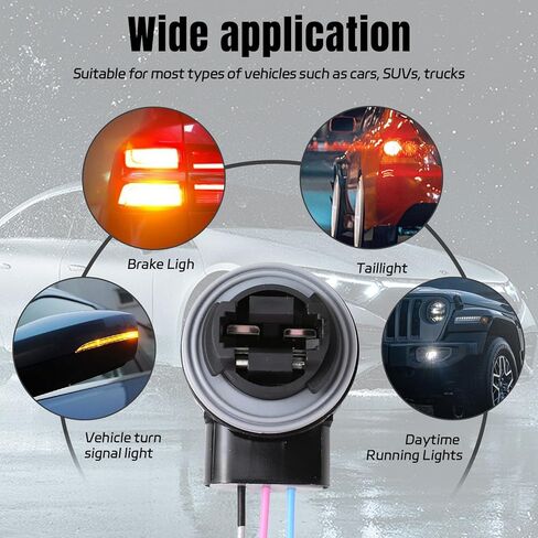 2PCS Car Brake Light Socket Replacements, 3157B Pre-Wired Harness Pigtail Socket, Bulb Pigtail Socket Connector Compatible with Turn Signal Light, Tail Light, Brake Light (3157B) in Kuwait