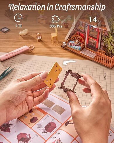طقم منزل مصغر من Rolife DIY كابينة على شكل حرف A، لغز خشبي ثلاثي الأبعاد منزل صغير مع كوة قابلة للفتح للمراهقين والبالغين، ديكور كابينة غابة مريح، هدية إبداعية لأعياد الميلاد والعطلات in Kuwait