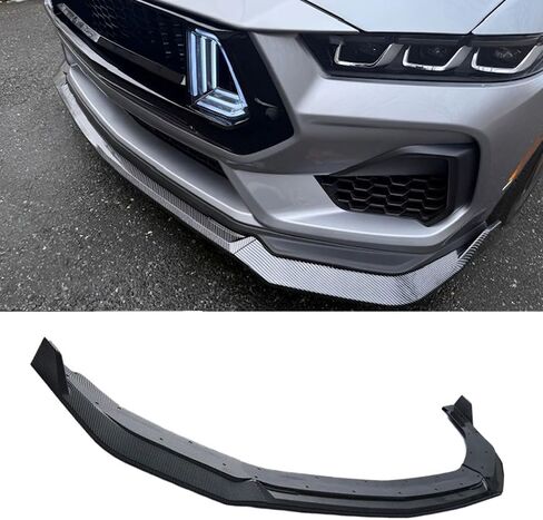 Front Bumper Lip Splitter Spoiler for Ford Mustang 2024 2025 3PCS EcoBoost GT (Carbon Fiber Look) in Saudi Arabia
