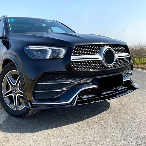 الشفة الأمامية متوافقة مع مرسيدس بنز GLE-Class W167 C167 GLE350 GLE450 GLE53 AMG 2019-2023 مجموعة الجسم الناشرة للشفاه الأمامية، أسود لامع in Kuwait