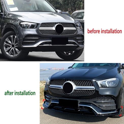 الشفة الأمامية متوافقة مع مرسيدس بنز GLE-Class W167 C167 GLE350 GLE450 GLE53 AMG 2019-2023 مجموعة الجسم الناشرة للشفاه الأمامية، أسود لامع in Kuwait