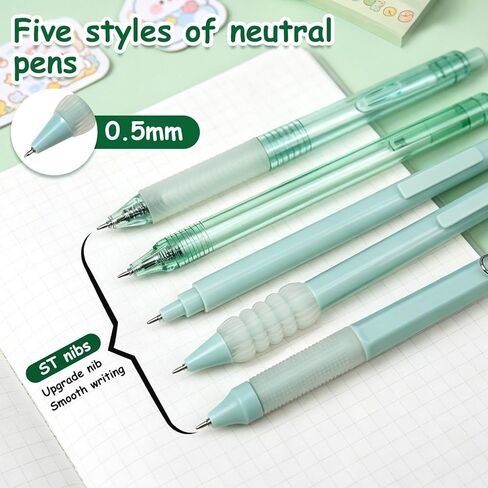 5 Pcs Cute Pens Retractable Gel Ink Pens 0.5 mm Fine Point Black Gel Pens Smooth Quick-Dry Writing for Journaling Office School Supplies (Blue) in Saudi Arabia