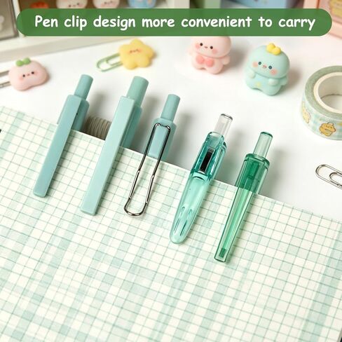 5 Pcs Cute Pens Retractable Gel Ink Pens 0.5 mm Fine Point Black Gel Pens Smooth Quick-Dry Writing for Journaling Office School Supplies (Blue) in Saudi Arabia