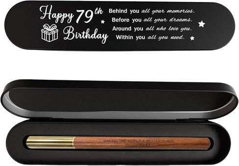 79th Birthday Gift for 1947 Born - Engraved Wooden Gel Pen & Keepsake Box Set, Premium 79 Year Old Gift for Men & Women, Diamond Birthday Present in Saudi Arabia