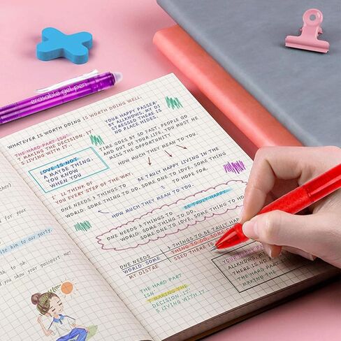 أقلام جل Lineon قابلة للمسح، 15 لونًا قابلة للسحب، أقلام قابلة للمسح ذات نقاط دقيقة، أحبار ملونة متنوعة، تجعل الأخطاء تختفي عند رسم مخطط الكتابة وألغاز الكلمات المتقاطعة in Kuwait