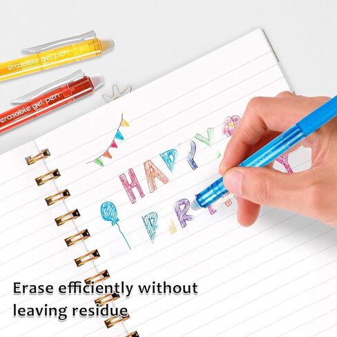 أقلام جل Lineon قابلة للمسح، 15 لونًا قابلة للسحب، أقلام قابلة للمسح ذات نقاط دقيقة، أحبار ملونة متنوعة، تجعل الأخطاء تختفي عند رسم مخطط الكتابة وألغاز الكلمات المتقاطعة in Kuwait