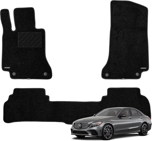 WENNEBIRD Superior Carpet Front Row Floor Mats for 2015-2021 Mercedes-Benz C-Class Sedan (W205), 0.6-Inch Ultra-Thick, Noise-Reducing, All-Weather Waterproof Anti-Slip – 2-Pc Set in Kuwait