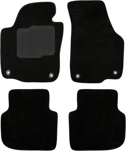 ecoMats Carpet Floor Mats Custom Fit for 2011 to 2019 Volkswagen Passat, with Non-Slip Driver Heel Pad and Safety Locks, Front and Rear, Black in Kuwait