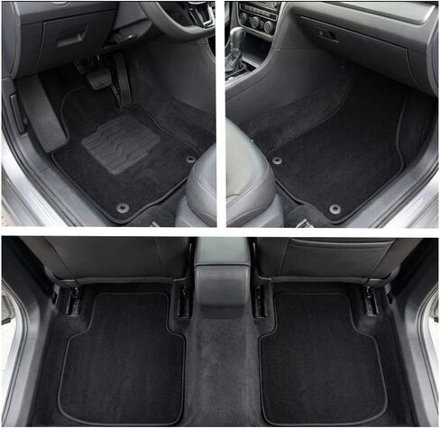 ecoMats Carpet Floor Mats Custom Fit for 2011 to 2019 Volkswagen Passat, with Non-Slip Driver Heel Pad and Safety Locks, Front and Rear, Black in Kuwait
