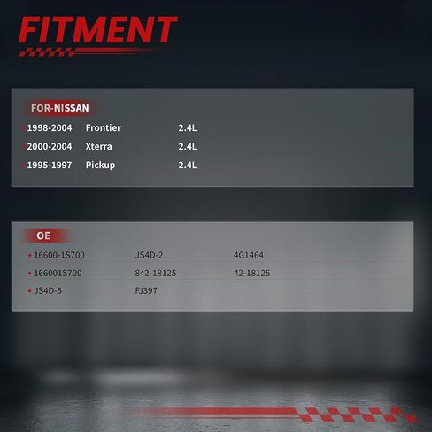 حاقن الوقود حاقن الوقود يناسب نيسان فرونتير 1998-2004، Xterra 2000-2004، بيك اب 1995-1997 2.4L 16600-1S700 JS4D-5 842-18125 FJ397 4G1464 4 قطعة in Kuwait