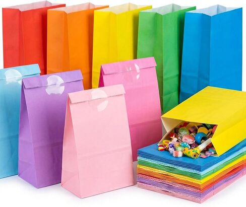 JOHOUSE 48PCS Treat Bags with Stickers, Colorful Gift Bags with Stickers Goodie Bags Party Favor Treat Bags for Birthdays Baby Showers Crafts Wedding in Saudi Arabia