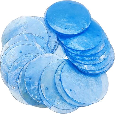 25 PC Round Capiz Seashells Decoration with 2 Holes for Wind Chimes, DIY Craft, Home Decor Supplies (Natural Color) 2 Inch in Saudi Arabia