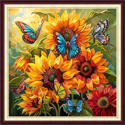 Disnesart Cross Stitch Stamped Full Embroidery Kits DIY 11CT Cotton Thread Printed DIY Needlepoint Kits Craft Needlework Set Cross-Stitch Stamped Sets-Steed Flowers 18x18 inchs in Saudi Arabia